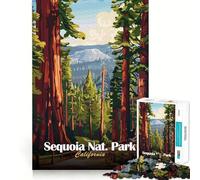 Rompecabezas de 1000 Piezas con póster del Parque Nacional Sequoia para Adolescentes Juguete Que desafía la Mente Pasatiempo Tranquilo Corte preciso Regalo de Temporada (50x75cm)