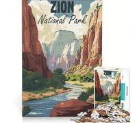 Rompecabezas de 1000 Piezas con póster del Parque Nacional Zion decoración de Pared Juguete para Reducir el estrés 38x52cm