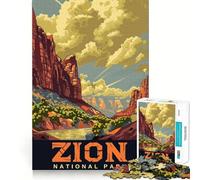Rompecabezas de 1000 Piezas con póster del Parque Nacional Zion para Adultos Diversión para Entrenar la Mente Componentes Resistentes y de Corte Limpio Actividad Relajante para desconectar (50x75cm)