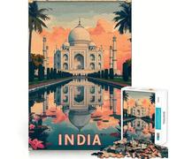 Rompecabezas de 1000 Piezas con póster del Taj Mahal de la India para Adultos Juguete para ejercitar la Mente y Relajarse Corte Perfecto Regalo Memorable 38x52cm