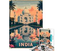 Rompecabezas de 1000 Piezas con póster del Taj Mahal de la India Rompecabezas para Adultos Juego de ingenio Ideal para Pasar el rato en casa Durante Las Vacaciones como Regalo de cumpleaños(50x75cm)