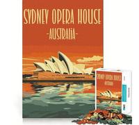 Rompecabezas de 1000 Piezas con póster Original de la Ópera de Sídney para Adultos Juego Inteligente para armar en casa Regalo Festivo (38x52cm)