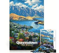 Rompecabezas de 1000 Piezas con póster turístico de Queenstown,Nueva Zelanda,para Adolescentes Ideal para desarrollar la Mente,la Habilidad,el Ocio y la escapada Regalar en Vacaciones