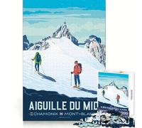Rompecabezas de 1000 Piezas con pósteres de Viaje de Aiguille Du Midi, Chamonix y Mont Blanc para Adolescentes Estimulación Cerebral, escapada Relajante, Corte Premium, Regalo navideño (38x26cm)