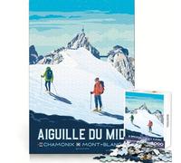 Rompecabezas de 1000 piezas con pósteres de viaje de Aiguille Du Midi,Chamonix y Mont Blanc para adultos Requiere memoria,permite disfrutar de momentos tranquilos y seguros Un regalo estupendo 50x75cm