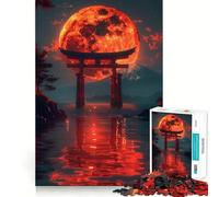 Rompecabezas de 1000 Piezas con Puerta Torii de la Luna Roja para Adultos Juguete para ejercitar la Mente Imagen Suave y Relajante para armar Un Regalo Encantador (38x52cm)