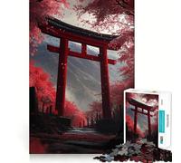 Rompecabezas de 1000 Piezas con Puerta Torii roja en un Bosque de cerezos en Flor para Adolescentes Juguete Que desafía la Mente, Relajante y Divertido Corte preciso Regalo Festivo (50x75cm)
