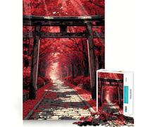 Rompecabezas de 1000 Piezas con Puerta Torii roja en un Bosque otoñal para Adultos Mejora la Memoria Divertido y Relajante Bordes Afilados Regalo Ideal para Las Fiestas (38x26cm)