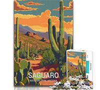 Rompecabezas de 1000 Piezas con Puesta de Sol en el Parque Nacional Saguaro para Adolescentes, Juguetes educativos, Juegos Familiares, cumpleaños, 38x26cm