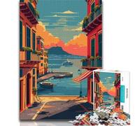 Rompecabezas de 1000 Piezas con Puesta de Sol en el Puerto de Nápoles para Adultos, Juguete Educativo Intelectual descompresor, Gran Regalo y Juguetes, 50x75cm
