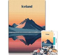Rompecabezas de 1000 Piezas con Puesta de Sol en la montaña de Islandia para Adolescentes Ayuda a ejercitar el Cerebro Juguetes adictivos para Cultivar la Paciencia Una Obra de Arte de 50x75cm