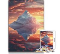 Rompecabezas de 1000 Piezas con Puesta de Sol en un majestuoso Iceberg para Adolescentes Juego Divertido para el Desarrollo cognitivo reflexivo para Celebraciones Tamaño 38x52cm