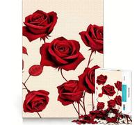 Rompecabezas de 1000 Piezas con Ramo de Rosas Rojas para Adultos Juguete de lógica Fina para el Tiempo Libre Arte de Bordes limpios y Coleccionable (38x52cm)