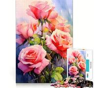Rompecabezas de 1000 Piezas con Ramo de Rosas Rosadas para Adolescentes Juego de ingenio y relajación (50x75cm)