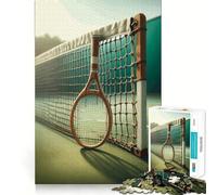 Rompecabezas de 1000 Piezas con Raqueta de Tenis en cancha para Adultos Juguete Mental Relajante y Divertido Corte Premium Regalo de cumpleaños 38x52cm