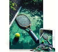 Rompecabezas de 1000 Piezas con Raqueta y Pelota de Tenis en cancha para Adolescentes Juguete de lógica Fuerte para Relajarse Bordes definidos Sorpresa de cumpleaños 50x75cm