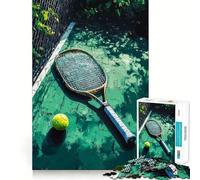 Rompecabezas de 1000 Piezas con Raqueta y Pelota de Tenis en cancha para Adolescentes Juguete de lógica Fuerte para Relajarse Bordes definidos Sorpresa de cumpleaños 50x75cm