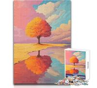 Rompecabezas de 1000 Piezas con Reflejo de árbol otoñal, Ideal para un Ambiente Acogedor en Interiores, Juguete de precisión Duradero con Enclavamiento, tamaño 38x52cm