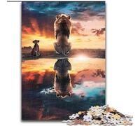 Rompecabezas de 1000 Piezas con Reflejo de león, Hecho de Madera, Juego Familiar Interactivo, decoración del hogar, desafío Mental, Regalo, tamaño 50x75cm