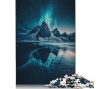 Rompecabezas de 1000 Piezas con Reflejo de montaña bajo la Aurora Boreal, Ideal para Adultos, con dificultad, Juego Educativo, decoración Familiar (38 x 26 cm)