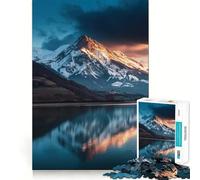 Rompecabezas de 1000 Piezas con Reflejo de montaña Nevada en un Lago para Adolescentes Juguete para la Mente Escapada Tranquila Bordes precisos Regalo increíble (38x52cm)