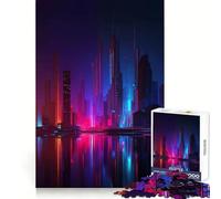 Rompecabezas de 1000 Piezas con Reflejo de Paisaje Urbano neón para Adultos Juguete para concentrarse y ejercitar la Mente Divertido y silencioso Bordes Ajustados Artículo de Santa Claus (50x75cm)