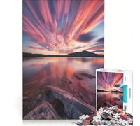 Rompecabezas de 1000 Piezas con Reflejo del Cielo al Atardecer Juego de ingenio Entrena tu Cerebro y Tus Manos Ideal para Decorar tu Escritorio 38x52cm