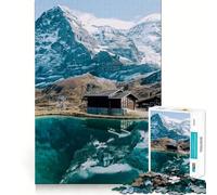 Rompecabezas de 1000 Piezas con Reflejo en un Lago de montaña de los Alpes suizos para Adultos Rompecabezas de Memoria Disfrute del Montaje Lento de la Imagen Regalo Creativo 38x26cm