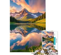 Rompecabezas de 1000 piezas con reflejo en un lago de montaña Juegos divertidos que desafían la inteligencia cerebral Juguetes adictivos regalos para hombres y mujeres divertidos y con humor (38x52cm)
