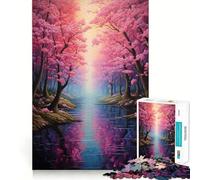 Rompecabezas de 1000 Piezas con Reflejos de Flores de Cerezo Juego armar Actividad Cerebral Divertida y Relajante Regalo Ideal para la decoración navideña (38x26cm)