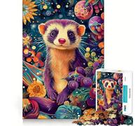 Rompecabezas de 1000 Piezas con Retrato botánico de hurón Vibrante para Adultos Juego de Memoria Cerebral Encaje Huecos Actividad Relajante para un Descanso Mental (50x75cm)