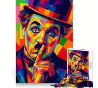 Rompecabezas de 1000 Piezas con Retrato Colorido de Charlie Chaplin Estilo Pop Art para Adultos Ideal para el Bienestar Mental,el Ocio y el Entretenimiento significativo y de fácil instalación