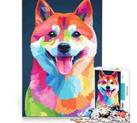 Rompecabezas de 1000 Piezas con Retrato Colorido de Shiba Inu Estilo Pop Art, Juego Familiar, ensamblaje de Patrones, con Piezas de Formas aleatorias Que encajan Perfectamente 50x75cm