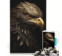 Rompecabezas de 1000 Piezas con Retrato de águila Negra y Dorada, Juego de ingenio, decoración para el hogar, con Piezas de Formas aleatorias Que encajan Perfectamente 38x26cm