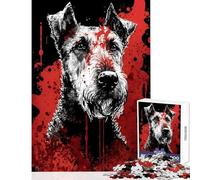 Rompecabezas de 1000 Piezas con Retrato de Airedale Terrier Juego Educativo Juguete Decorativo Pared Incluye póster a Juego y Hoja de Preguntas y respuestas (38x52cm)