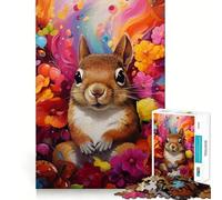 Rompecabezas de 1000 Piezas con Retrato de Ardilla y Flores para Adolescentes Ideal para Relajarse y divertirse Temporada 50x75cm