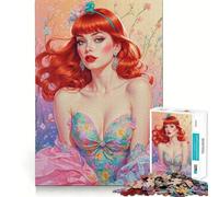 Rompecabezas de 1000 Piezas con Retrato de Belleza Floral de una Pelirroja Pin-up para Adolescentes Juguete para estimular la lógica Diversión en Interiores Borde Premium Regalo Memorable (50x75cm)