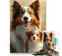 Rompecabezas de 1000 Piezas con Retrato de Cachorro Border Collie,Arte de Corte Exacto,Actividad de Juego Inteligente,Tiempo de Juego Tranquilo,Regalo de decoración de cumpleaños 38x26cm