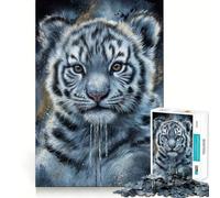 Rompecabezas de 1000 Piezas con Retrato de Cachorro de Tigre Blanco Juguete Que desafía la Mente Troquelado de Alta precisión Un Reto Divertido para Pasar el Tiempo (38x26cm)