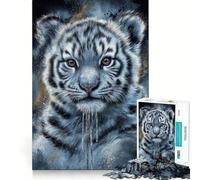 Rompecabezas de 1000 Piezas con Retrato de Cachorro de Tigre Blanco para Adolescentes Actividad Divertida para estimular la Mente de Alta precisión para Recortar y Relajarse (50x75cm)