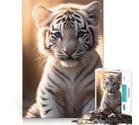 Rompecabezas de 1000 Piezas con Retrato de Cachorro de Tigre Blanco para Adultos Juego Divertido y fácil de armar Ideal para Disfrutar en Familia (38x52cm)