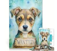 Rompecabezas de 1000 Piezas con Retrato de Cachorro en Acuarela Se Busca Ideal para Adolescentes Juego de concentración con Bordes Lisos y Corte de precisión para Rellenar Calcetines navideños