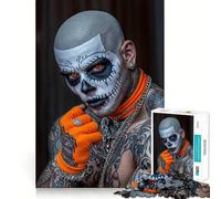 Rompecabezas de 1000 Piezas con Retrato de Calavera y Maquillaje, Estilo siniestro y Elegante, Ideal para Adolescentes Juguete Inteligente para el hogar Corte preciso Regalo Original 38x52cm
