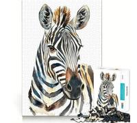 Rompecabezas de 1000 Piezas con Retrato de Cebra en Acuarela Juego para ejercitar la Mente Artesanía de Corte experta Un pasatiempo Fascinante para los Momentos de Ocio (50x75cm)