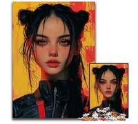 Rompecabezas de 1000 Piezas con Retrato de Chica de Anime para Adultos Rompecabezas difíciles para Adultos Ideal para decoración del hogar cumpleaños Fiestas y Regalos 1000 Piezas (38 x 26 cm)