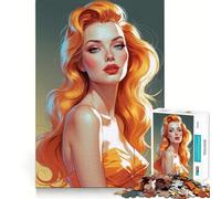 Rompecabezas de 1000 Piezas con Retrato de Chica Pin-up de Pelo Naranja para Adolescentes Ideal para estimular la Memoria Reducir el estrés y Crear un Rompecabezas de Corte Suave Regalo artístico