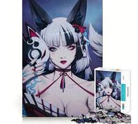 Rompecabezas de 1000 Piezas con Retrato de Chica Zorro Anime con máscara para Adolescentes Diversión,conexión Limpia y sin interrupciones Actividad grupal Relajante para Interiores (38x26cm)