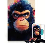 Rompecabezas de 1000 Piezas con Retrato de chimpancé Enojado para Adultos Juego de lógica con Cortes de precisión y Bordes Lisos reuniones Familiares (38x52cm)