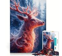 Rompecabezas de 1000 Piezas con Retrato de Ciervo místico en un Bosque Invernal para Adultos y Adolescentes Un Rompecabezas Mental Que Ayuda a Relajarse y es un Regalo Original (38x52cm)