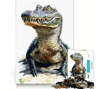 Rompecabezas de 1000 Piezas con Retrato de cocodrilo en Acuarela para Adultos Juego Divertido y fácil de armar Ideal para Disfrutar en Familia (50x75cm)